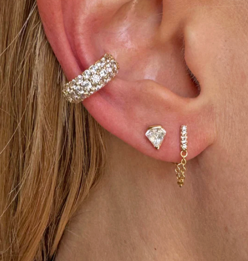 Pave Bar Stud Earrings by Jurate