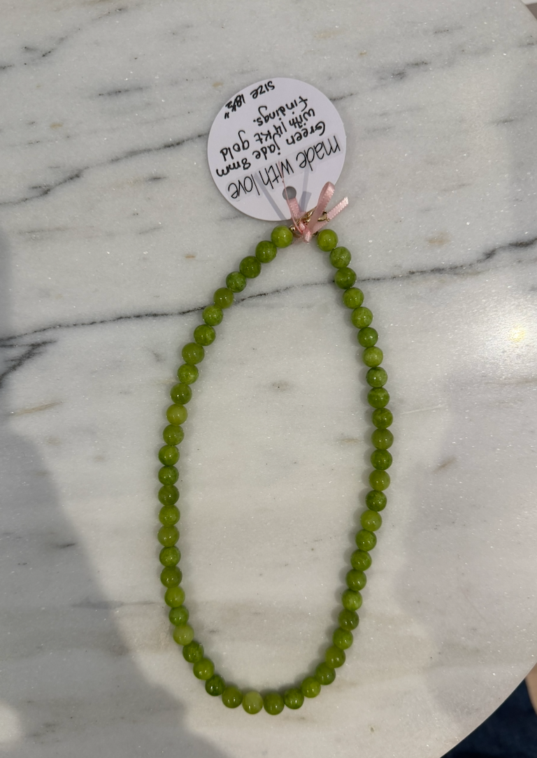 Green Jade 8 mm Beaded Necklace by Kimberly Aman