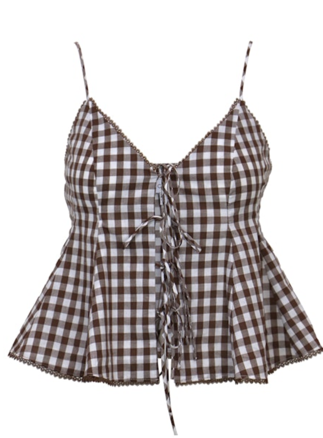 Holly Plaid Tie Top by Lucy Paris