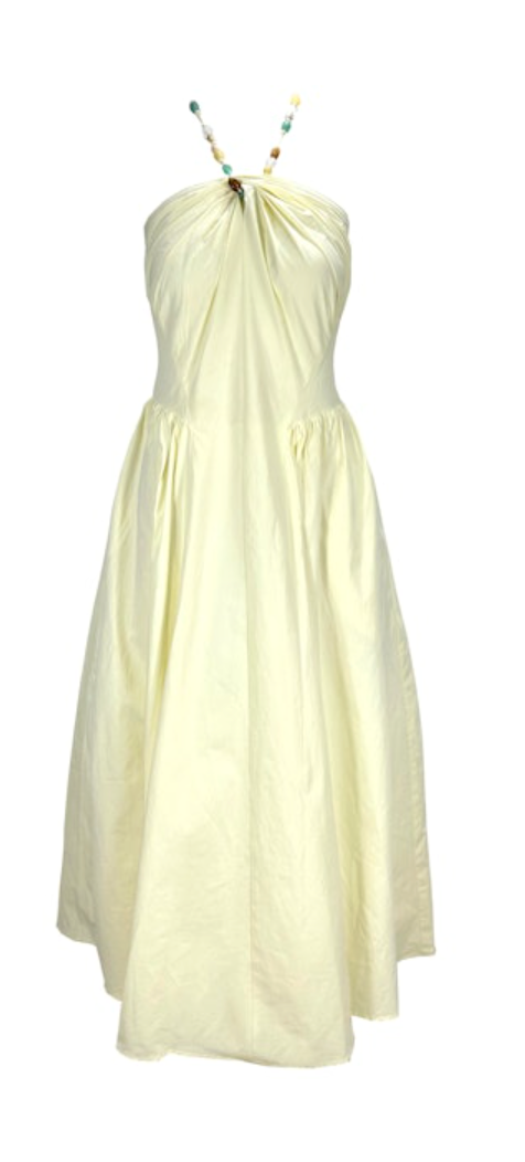 Yellow Beaded Halter Maxi Dress by Lucy Paris