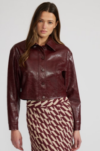 Red Vegan Leather Jacket by Lucy Paris