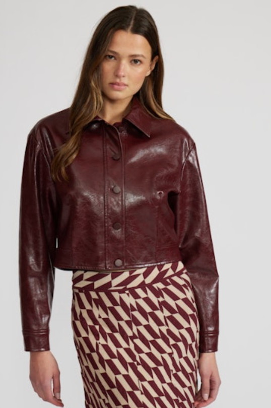 Red Vegan Leather Jacket by Lucy Paris