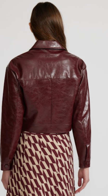 Red Vegan Leather Jacket by Lucy Paris