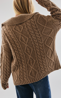 Button Down Cable Knit Cardigan Sweater