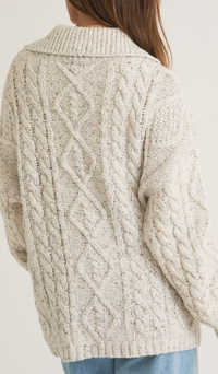 Button Down Cable Knit Cardigan Sweater