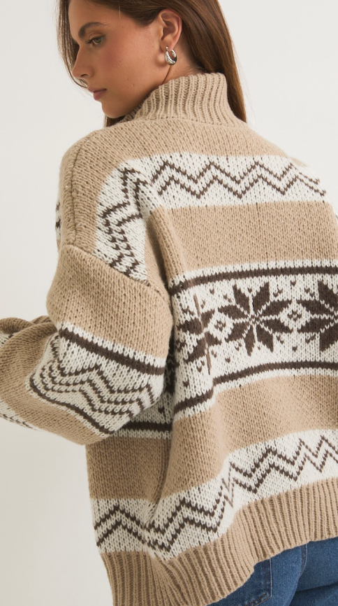 Zipper Patterned Sweater