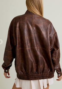 Vegan Leather Bomber Jacket