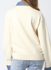 Denim Collar Sweater Top