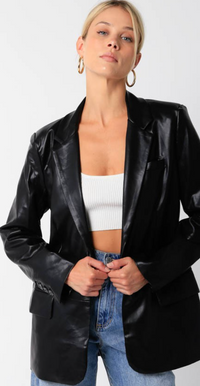 Black Vegan Leather Blazer