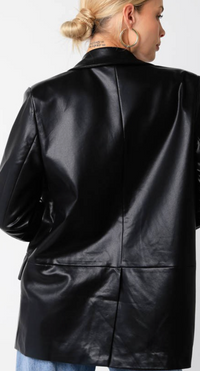 Black Vegan Leather Blazer