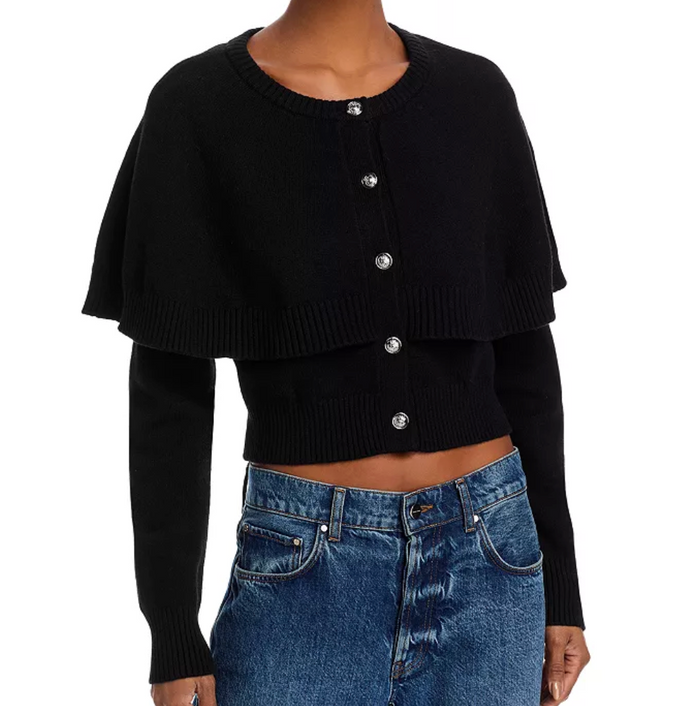 Giselle Cape Cardigan in Black by Steve Madden