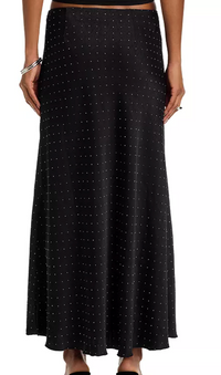 Jeannie Rhinestone Satin Maxi Skirt by Steve Madden