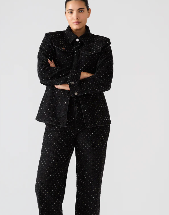 Parc Rhinestone Denim Jacket by Steve Madden