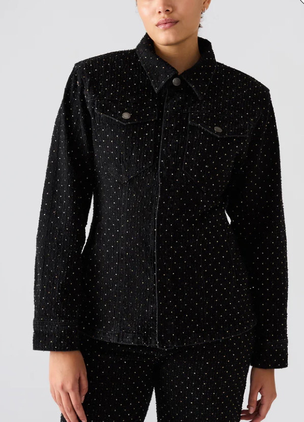 Parc Rhinestone Denim Jacket by Steve Madden