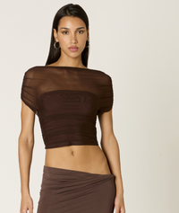 Brown Mesh Top by NIA