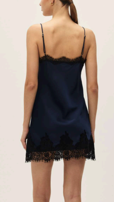 Navy Satin Mini Dress by Elodie