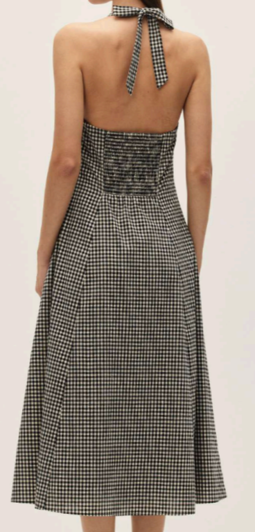 Black Gingham Midi Dress by Elodie