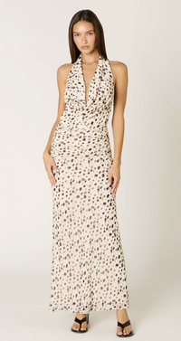Dotted Cowl Neck Maxi Dress by NIA