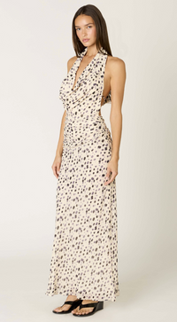 Dotted Cowl Neck Maxi Dress by NIA