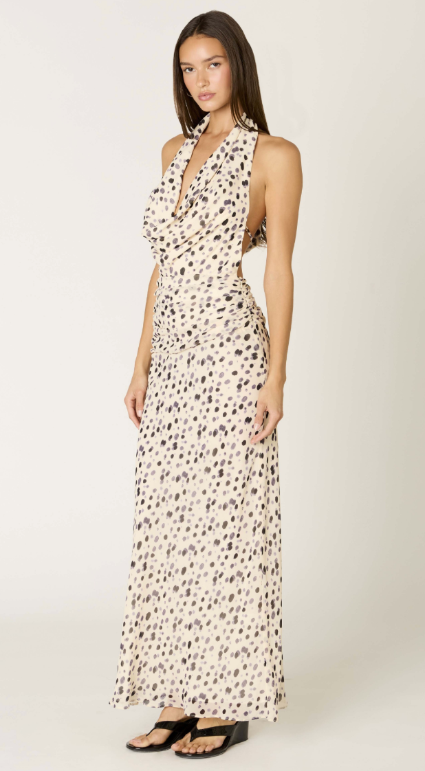 Dotted Cowl Neck Maxi Dress by NIA