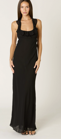 Black Ruffle Maxi Dress by NIA