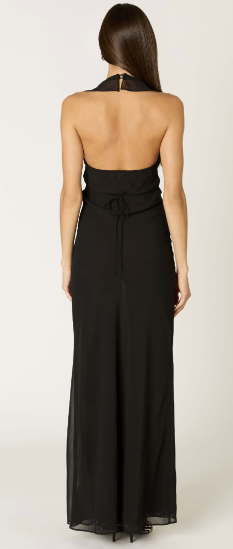 Black Ruffle Maxi Dress by NIA