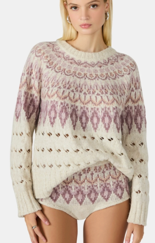 Purple and Cream Suzette Sweater by Steve Madden