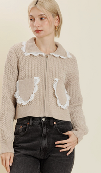 Sweater with Lace Trim by Aureum