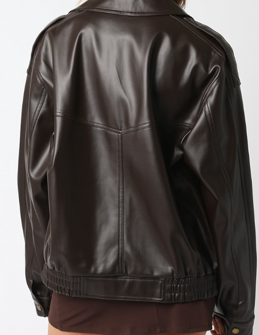 Vegan Leather Jacket in Brown or Black