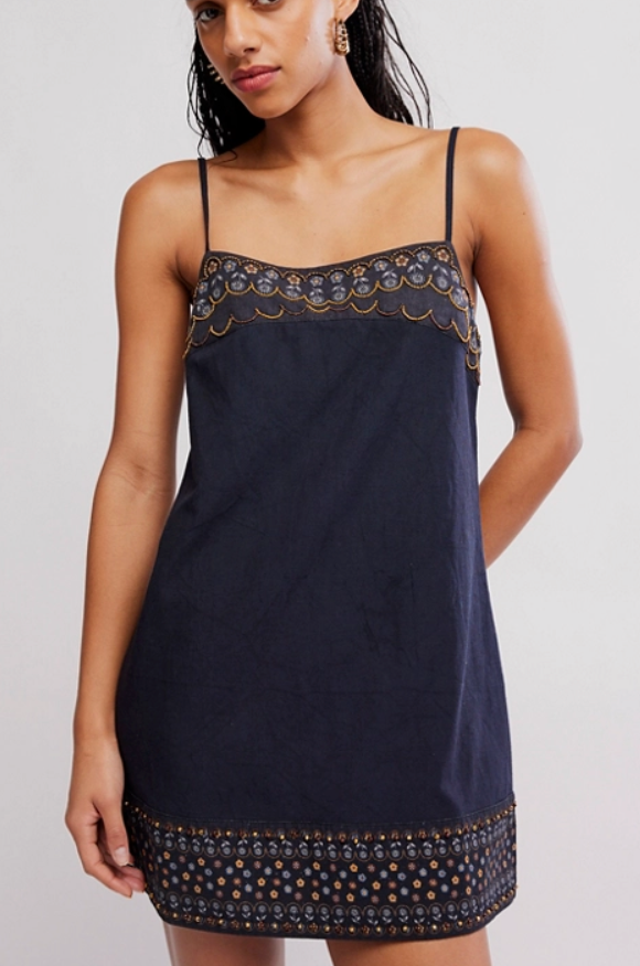 Sunspell Blue Embellished Mini Dress by Free People