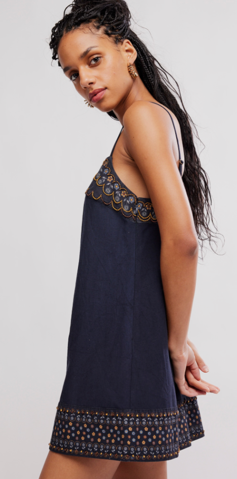 Sunspell Blue Embellished Mini Dress by Free People