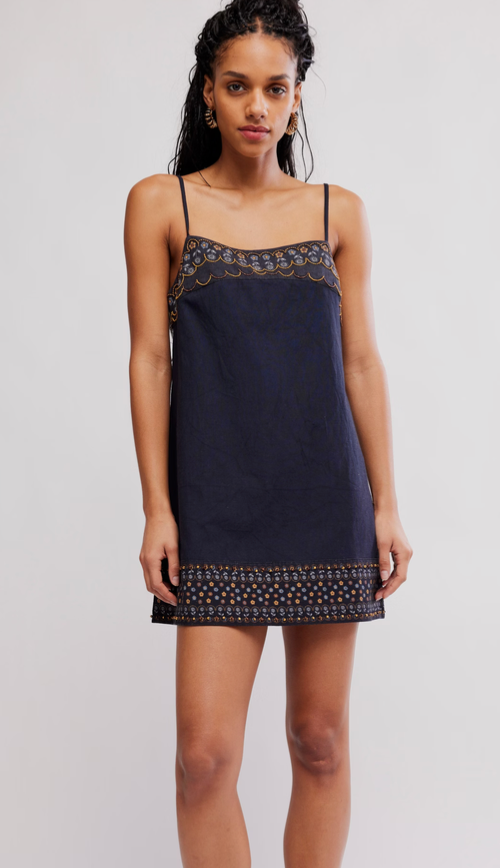 Sunspell Blue Embellished Mini Dress by Free People