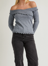 Off the shoulder grey top