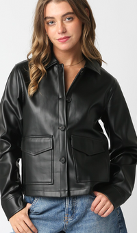 Vegan Leather Jacket in Black or Brown