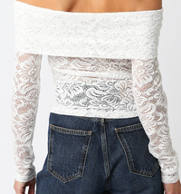 Lace Long Sleeve Off the Shoulder Top