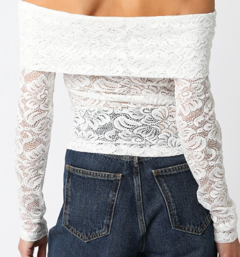 Lace Long Sleeve Off the Shoulder Top