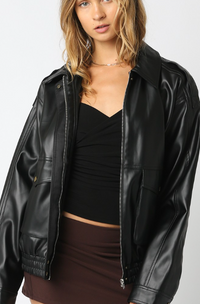 Vegan Leather Jacket in Brown or Black