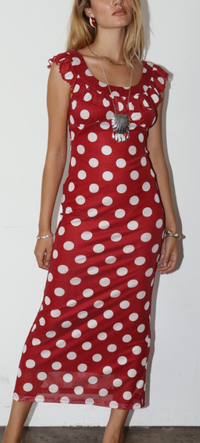 Red Polka Dot Midi Dress