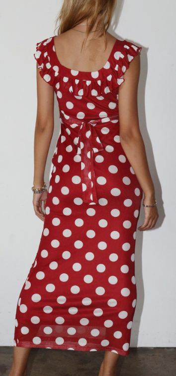 Red Polka Dot Midi Dress