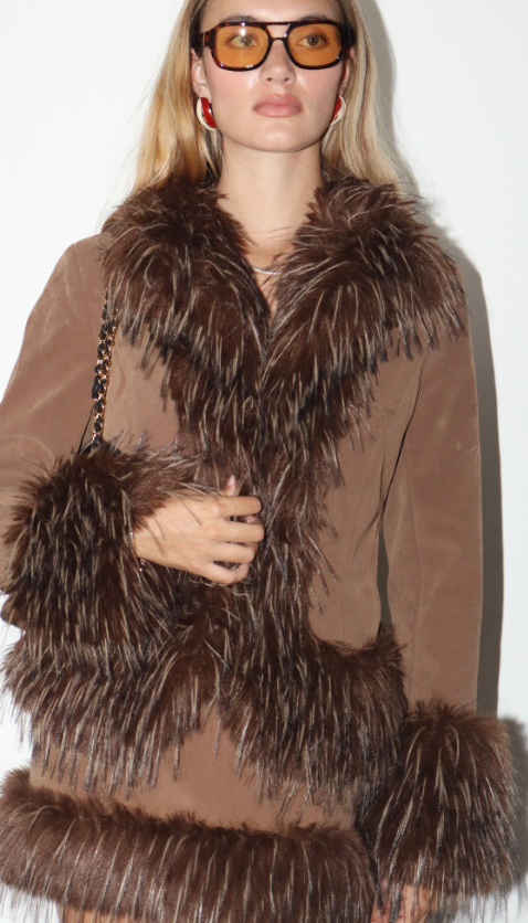 Faux Fur Trim & Suede Jacket