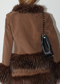 Faux Fur Trim & Suede Jacket