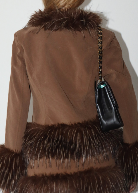 Faux Fur Trim & Suede Jacket