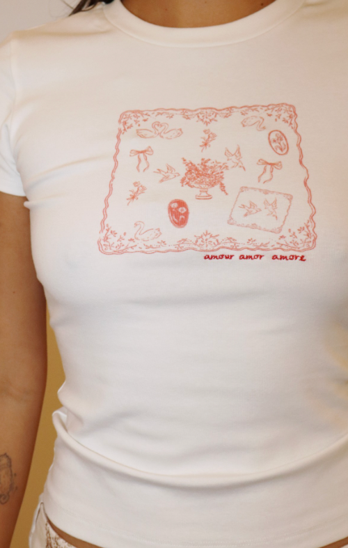 Sketch Short Sleeve Top (Cream or Yellow)