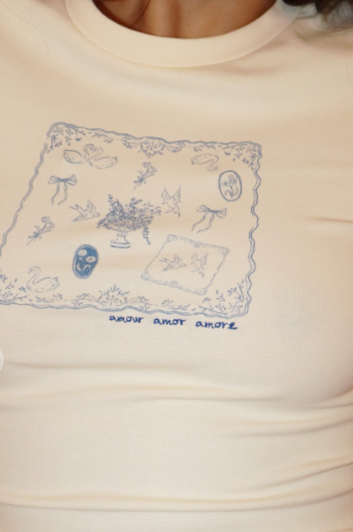 Sketch Short Sleeve Top (Cream or Yellow)