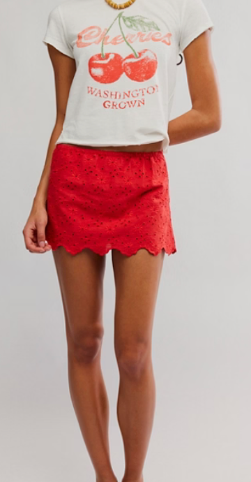 Eyes on you Eyelet Red Skort by Free People (available in red or white)