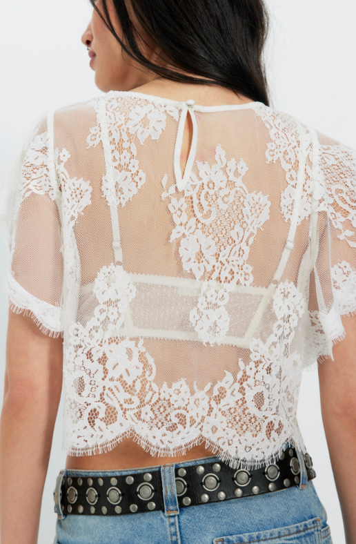 Lunar Ash Lace Short Sleeve Top by Free People
