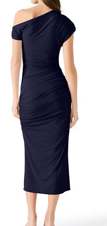 Gracelyn Blue One Shoulder Midi Dress by Steve Madden
