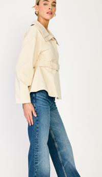 Cream Belted Jacket by Line and Dot