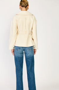 Cream Belted Jacket by Line and Dot