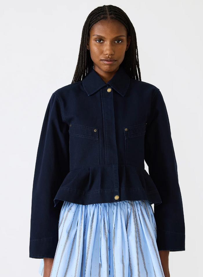 Sloane Peplum Jacket in Blue by Steve Madden